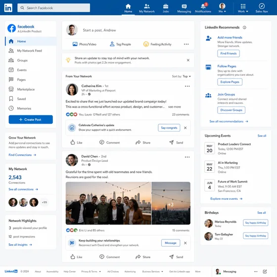 LinkedIn built Facebook