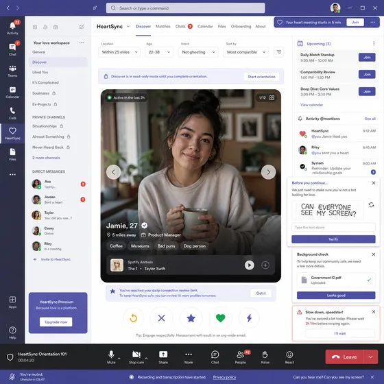 Microsoft Teams built Tinder
